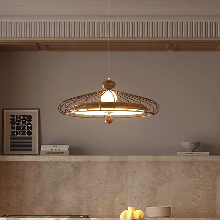 Traditional French Round Grille Iron Acrylic LED Chandelier For Dining Room