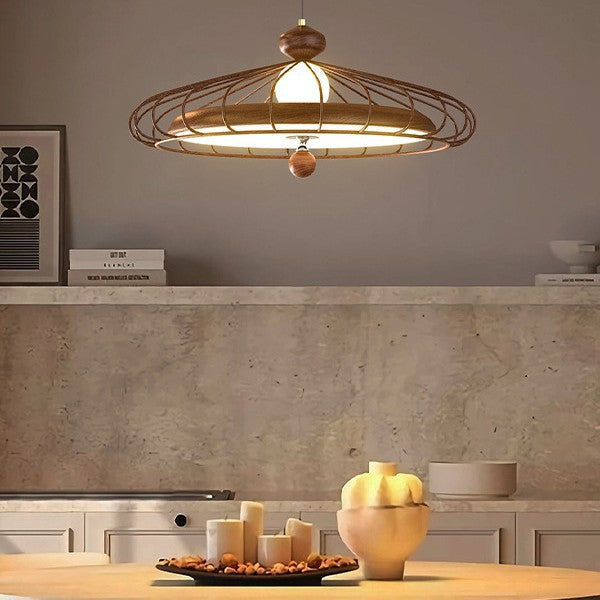 Traditional French Round Grille Iron Acrylic LED Chandelier For Dining Room