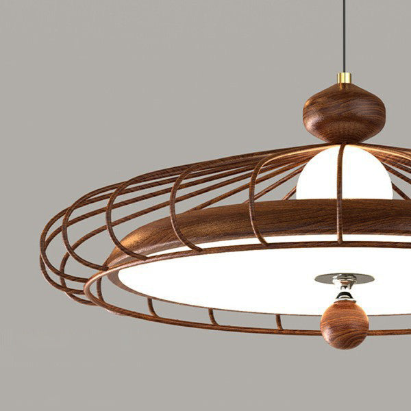 Traditional French Round Grille Iron Acrylic LED Chandelier For Dining Room