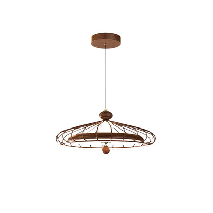 Traditional French Round Grille Iron Acrylic LED Chandelier For Dining Room