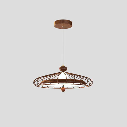 Traditional French Round Grille Iron Acrylic LED Chandelier For Dining Room