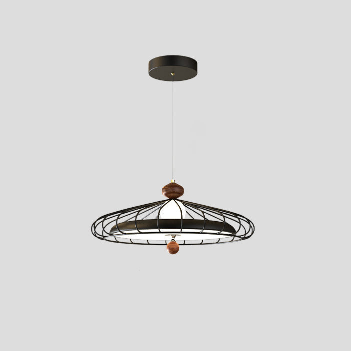 Traditional French Round Grille Iron Acrylic LED Chandelier For Dining Room
