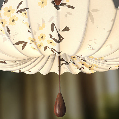 Traditional French Semicircular Bud Fabric Iron Wood 3 - Light Chandelier For Living Room