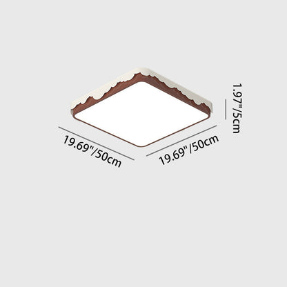 Contemporary Retro Round Square Wavy Edge Acrylic Hardware LED Flush Mount Ceiling Light For Bedroom
