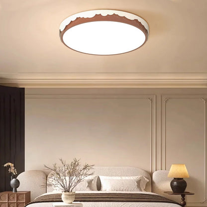 Contemporary Retro Round Square Wavy Edge Acrylic Hardware LED Flush Mount Ceiling Light For Bedroom