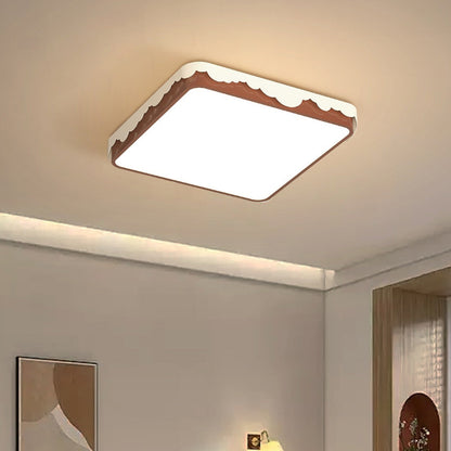 Contemporary Retro Round Square Wavy Edge Acrylic Hardware LED Flush Mount Ceiling Light For Bedroom