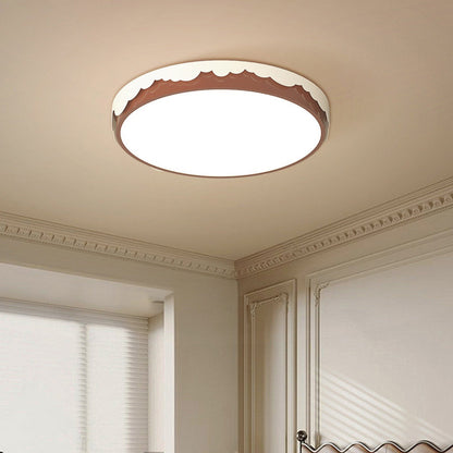 Contemporary Retro Round Square Wavy Edge Acrylic Hardware LED Flush Mount Ceiling Light For Bedroom