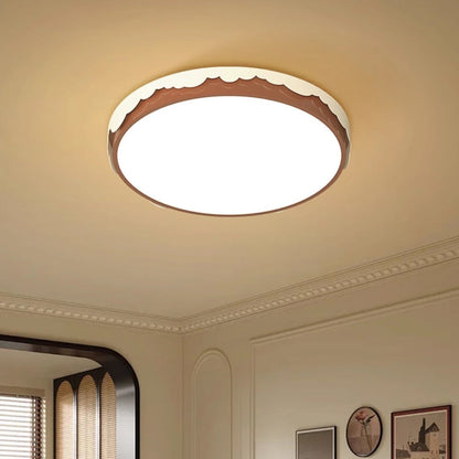 Contemporary Retro Round Square Wavy Edge Acrylic Hardware LED Flush Mount Ceiling Light For Bedroom