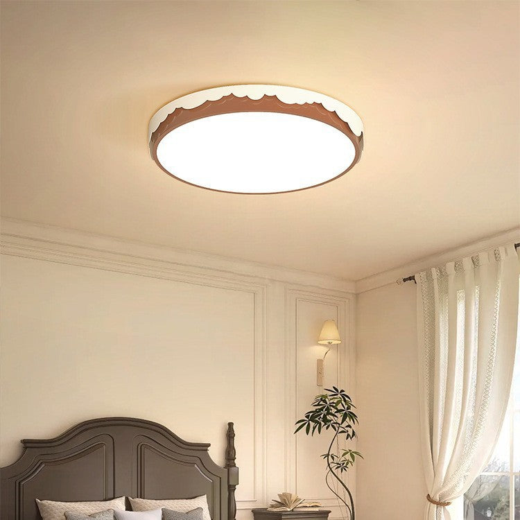 Contemporary Retro Round Square Wavy Edge Acrylic Hardware LED Flush Mount Ceiling Light For Bedroom