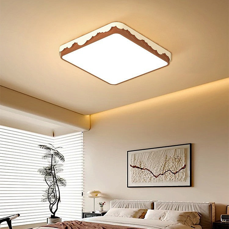 Contemporary Retro Round Square Wavy Edge Acrylic Hardware LED Flush Mount Ceiling Light For Bedroom