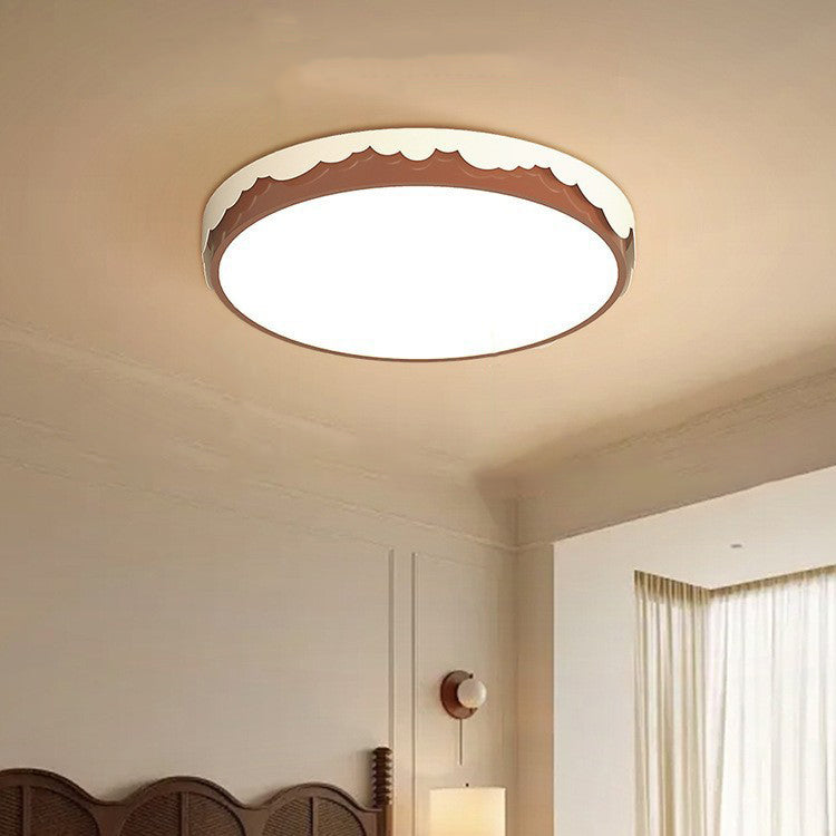 Contemporary Retro Round Square Wavy Edge Acrylic Hardware LED Flush Mount Ceiling Light For Bedroom