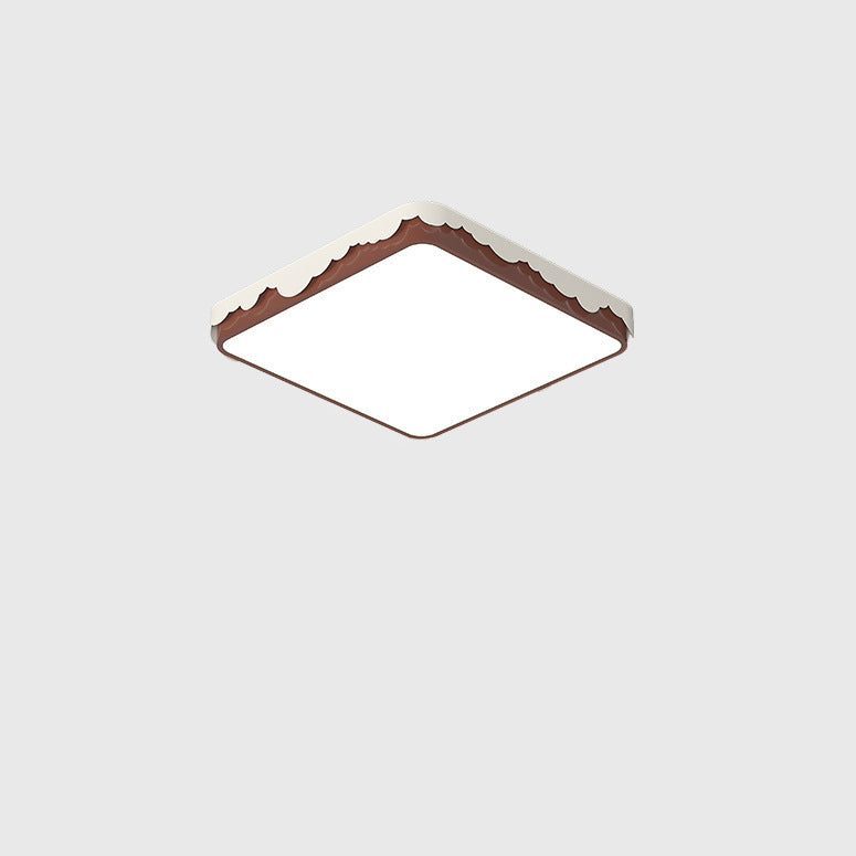 Contemporary Retro Round Square Wavy Edge Acrylic Hardware LED Flush Mount Ceiling Light For Bedroom