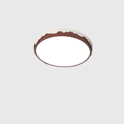 Contemporary Retro Round Square Wavy Edge Acrylic Hardware LED Flush Mount Ceiling Light For Bedroom