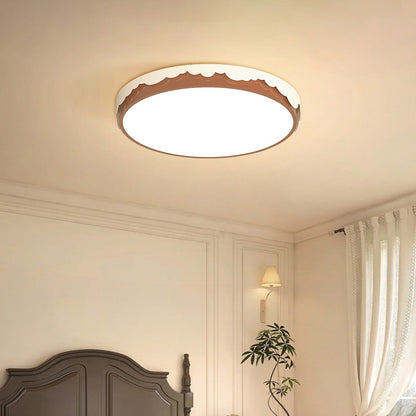 Contemporary Retro Round Square Wavy Edge Acrylic Hardware LED Flush Mount Ceiling Light For Bedroom