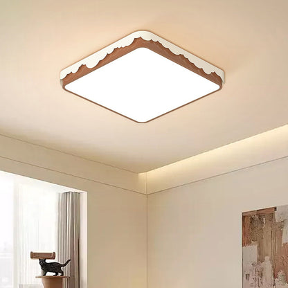 Contemporary Retro Round Square Wavy Edge Acrylic Hardware LED Flush Mount Ceiling Light For Bedroom