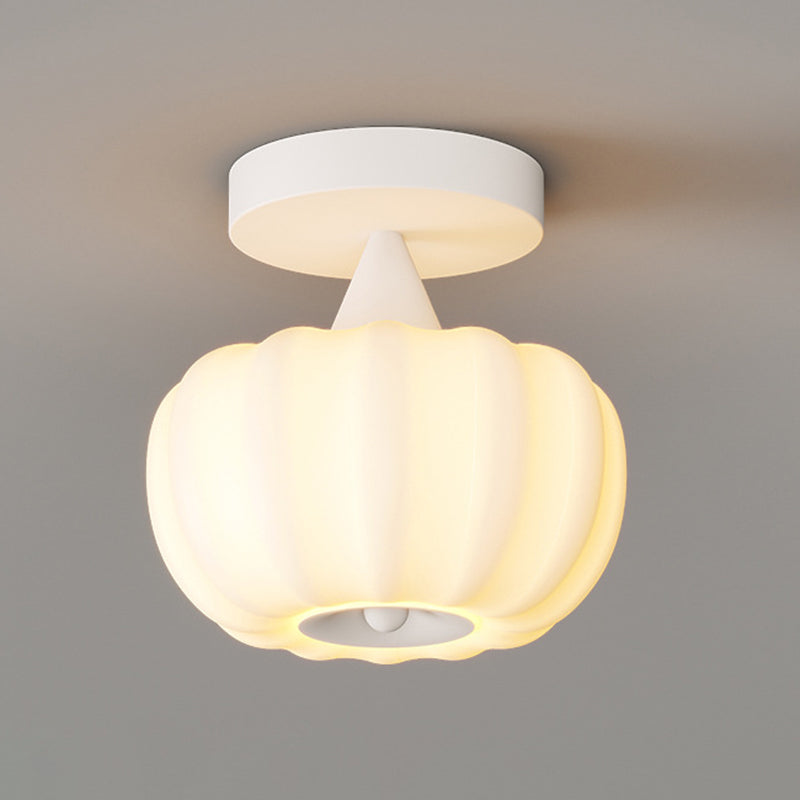 Contemporary Nordic Pumpkin Iron Roto-molding LED Semi-Flush Mount Ceiling Light For Hallways