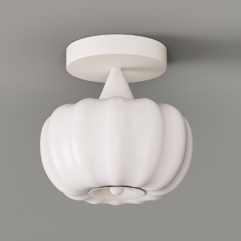Contemporary Nordic Pumpkin Iron Roto-molding LED Semi-Flush Mount Ceiling Light For Hallways