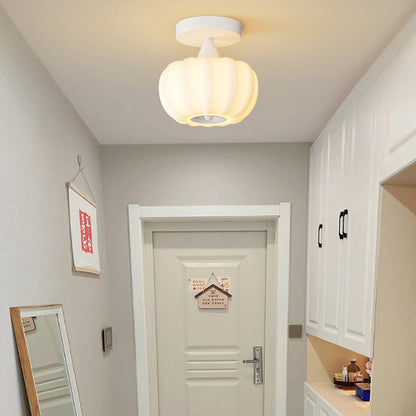 Contemporary Nordic Pumpkin Iron Roto-molding LED Semi-Flush Mount Ceiling Light For Hallways