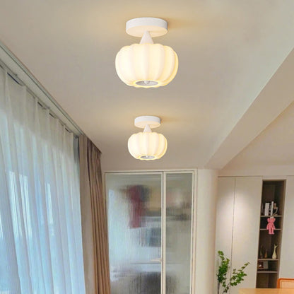 Contemporary Nordic Pumpkin Iron Roto-molding LED Semi-Flush Mount Ceiling Light For Hallways