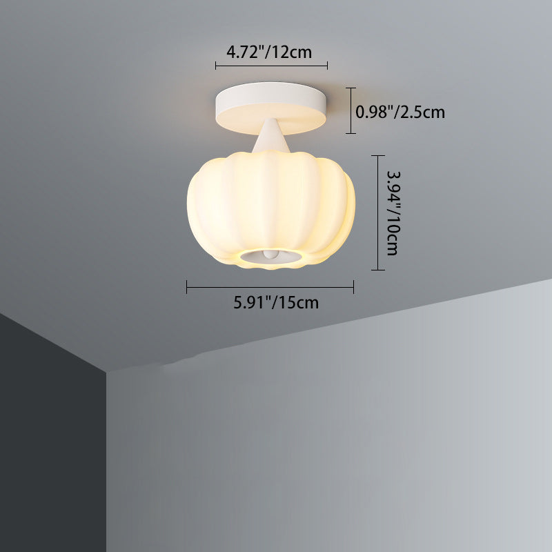 Contemporary Nordic Pumpkin Iron Roto-molding LED Semi-Flush Mount Ceiling Light For Hallways
