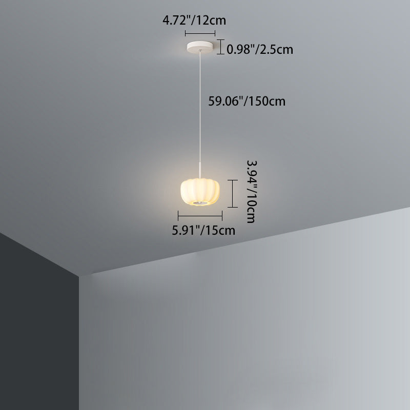 Contemporary Nordic Pumpkin Iron Roto-molding LED Pendant Light For Bedroom