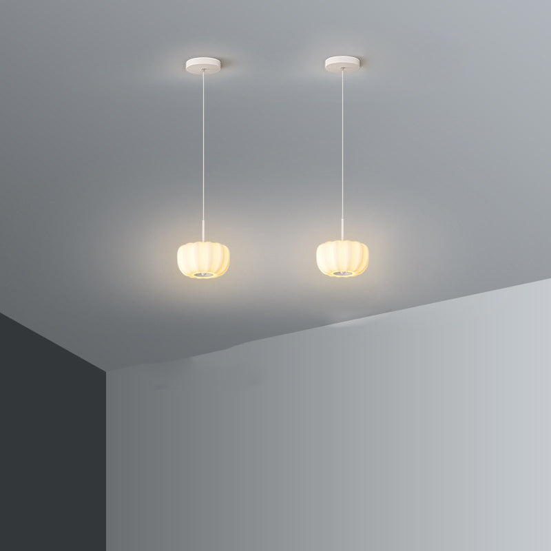 Contemporary Nordic Pumpkin Iron Roto-molding LED Pendant Light For Bedroom