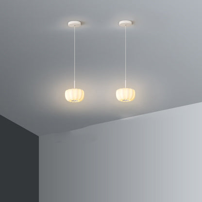 Contemporary Nordic Pumpkin Iron Roto-molding LED Pendant Light For Bedroom