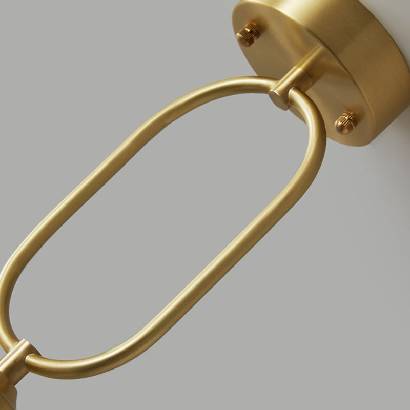 Contemporary Simplicity Conical Umbrella Semicircular Copper Glass 1 - Light Semi-Flush Mount Ceiling Light For Hallways