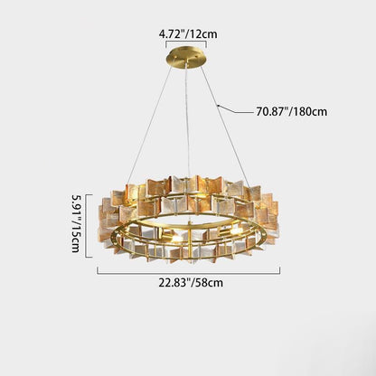 Modern Luxury Round Glass Iron 6/9/12 - Light Chandelier For Dining Room