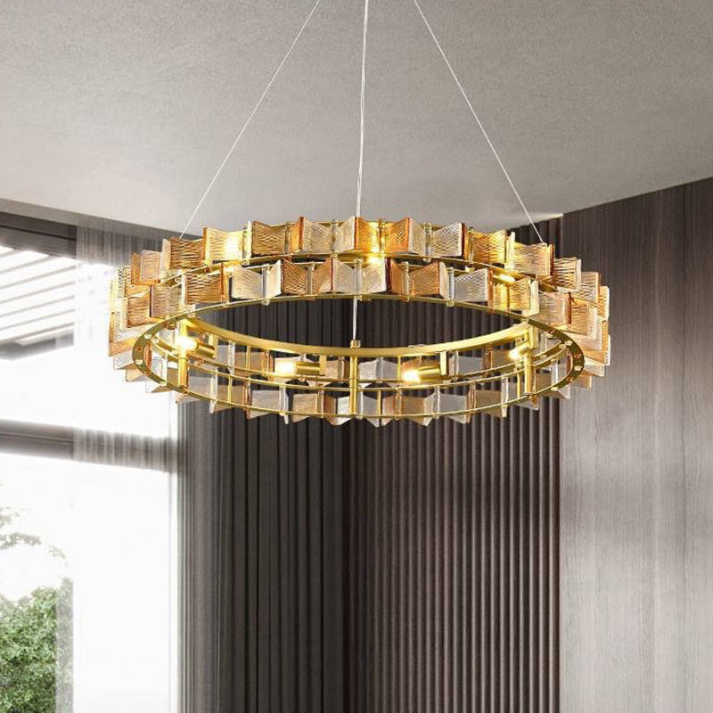 Modern Luxury Round Glass Iron 6/9/12 - Light Chandelier For Dining Room