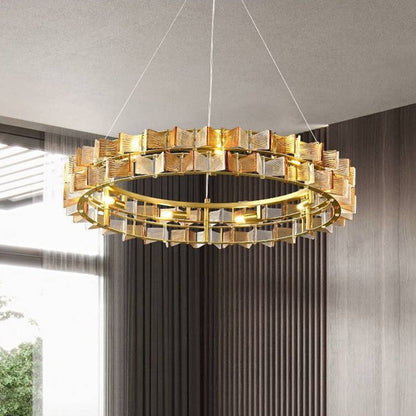 Modern Luxury Round Glass Iron 6/9/12 - Light Chandelier For Dining Room