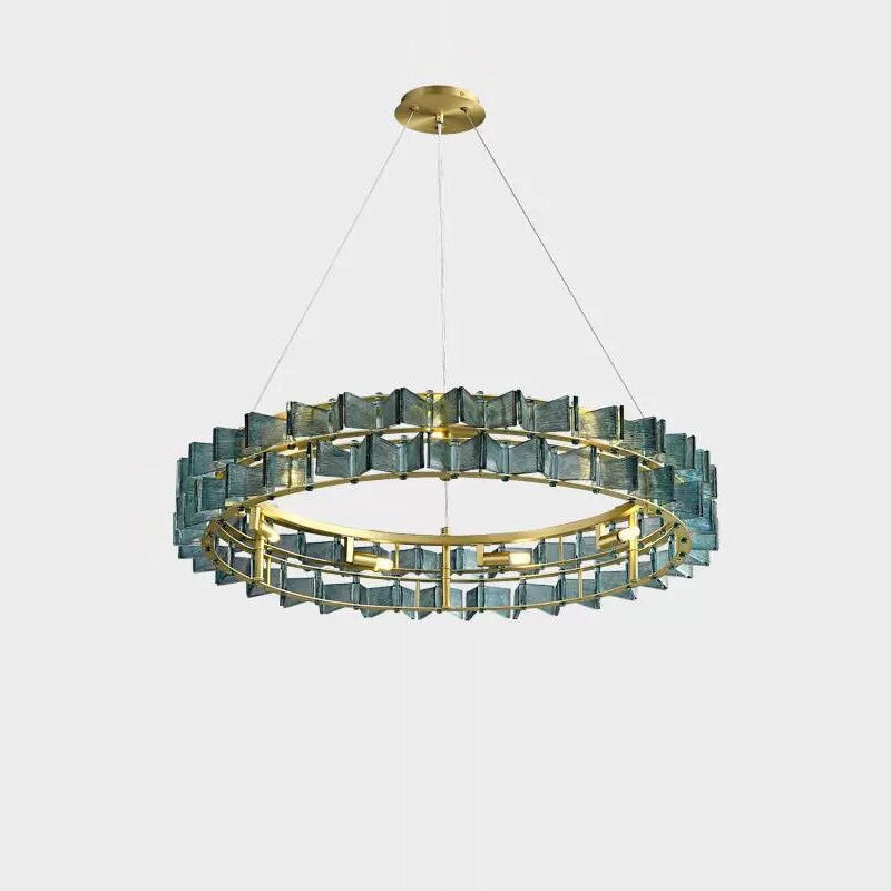 Modern Luxury Round Glass Iron 6/9/12 - Light Chandelier For Dining Room