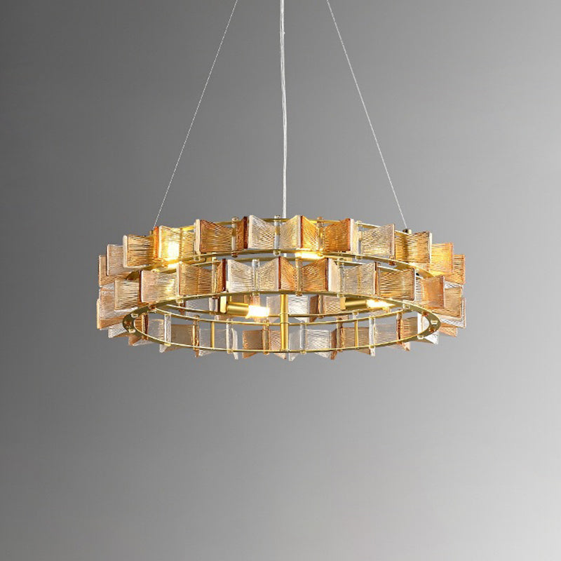 Modern Luxury Round Glass Iron 6/9/12 - Light Chandelier For Dining Room