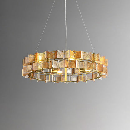 Modern Luxury Round Glass Iron 6/9/12 - Light Chandelier For Dining Room