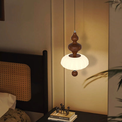 مصباح LED معاصر بتصميم ريترو من الحديد والزجاج والخشب الصلب لغرفة النوم
