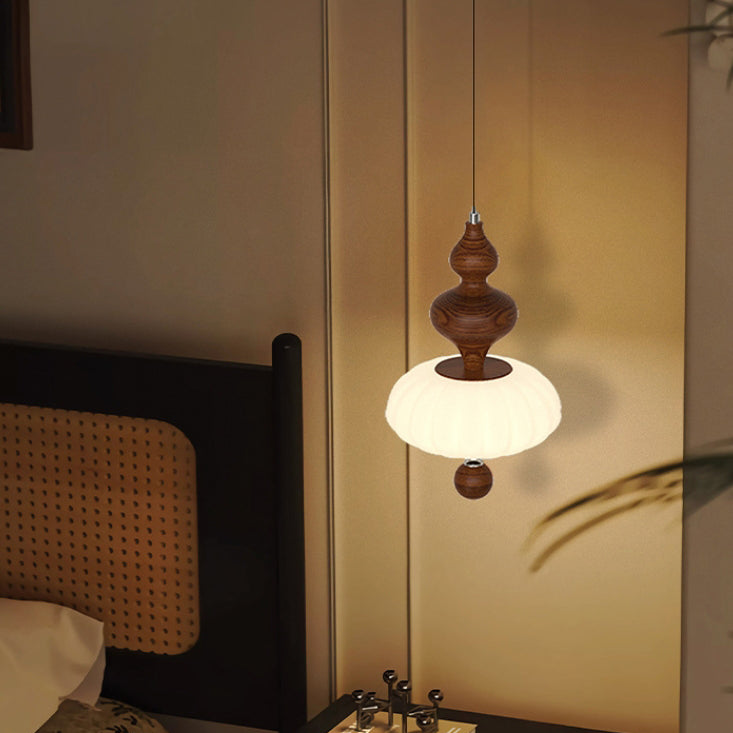 مصباح LED معاصر بتصميم ريترو من الحديد والزجاج والخشب الصلب لغرفة النوم