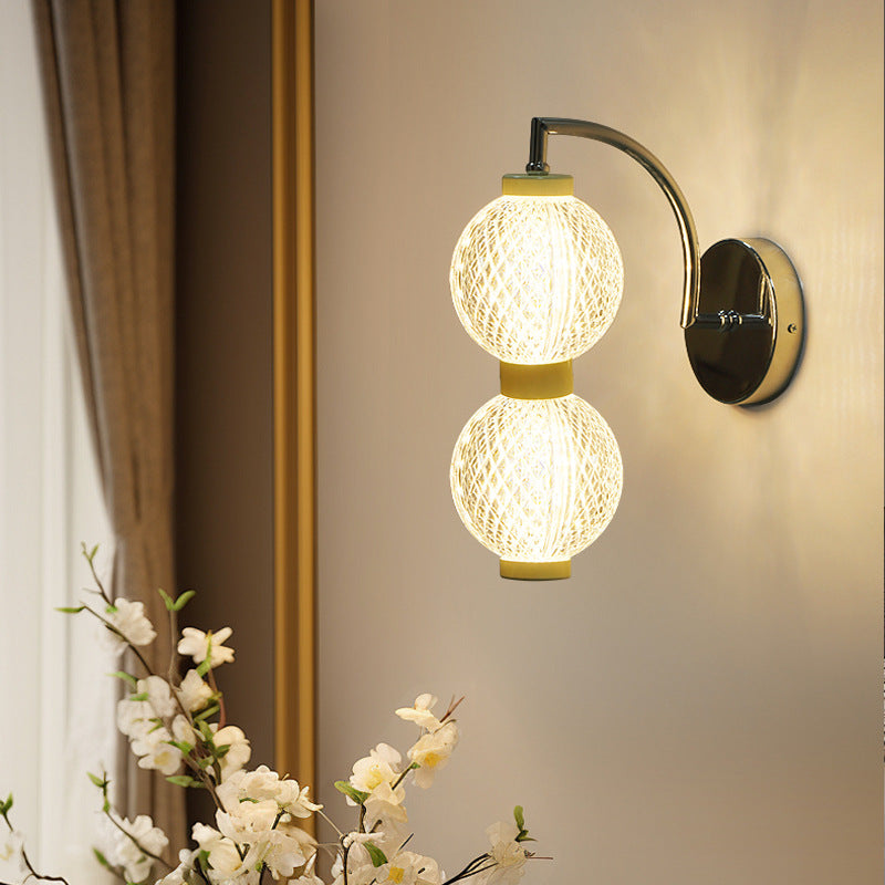 Contemporary Nordic Round Orbs Acrylic Iron 1/2 - Light Wall Sconce Lamp For Bedroom