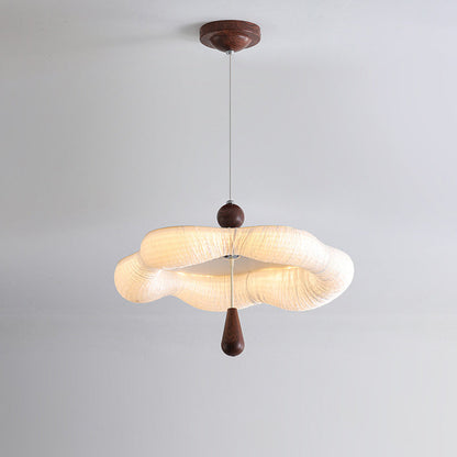 Traditional French Iron Fabric Irregular Corrugated Edge LED Chandelier For Dining Room