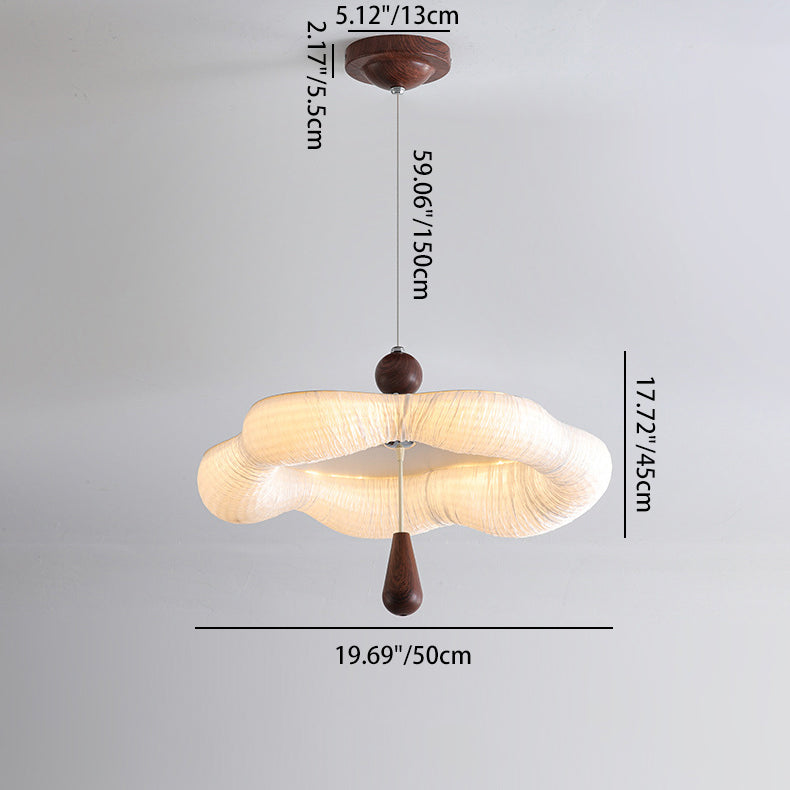 Traditional French Iron Fabric Irregular Corrugated Edge LED Chandelier For Dining Room