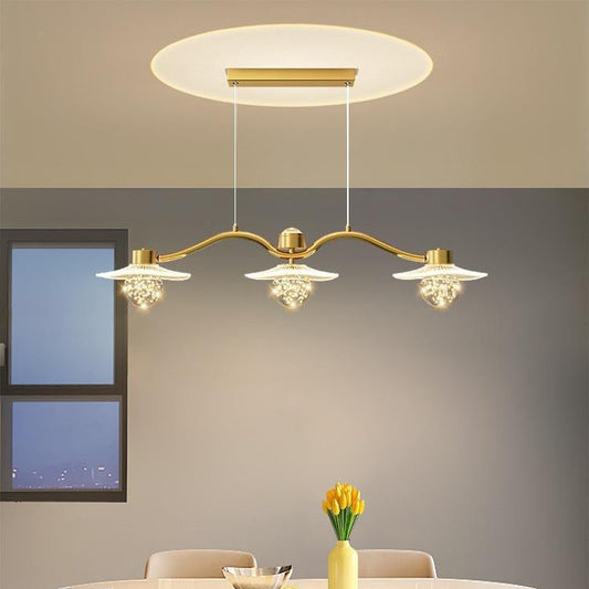 Modern Luxury Disc Starry Sky Hardware Acrylic Iron LED Chandelier Island Light For Dining Room