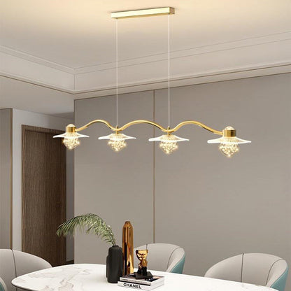Modern Luxury Disc Starry Sky Hardware Acrylic Iron LED Chandelier Island Light For Dining Room