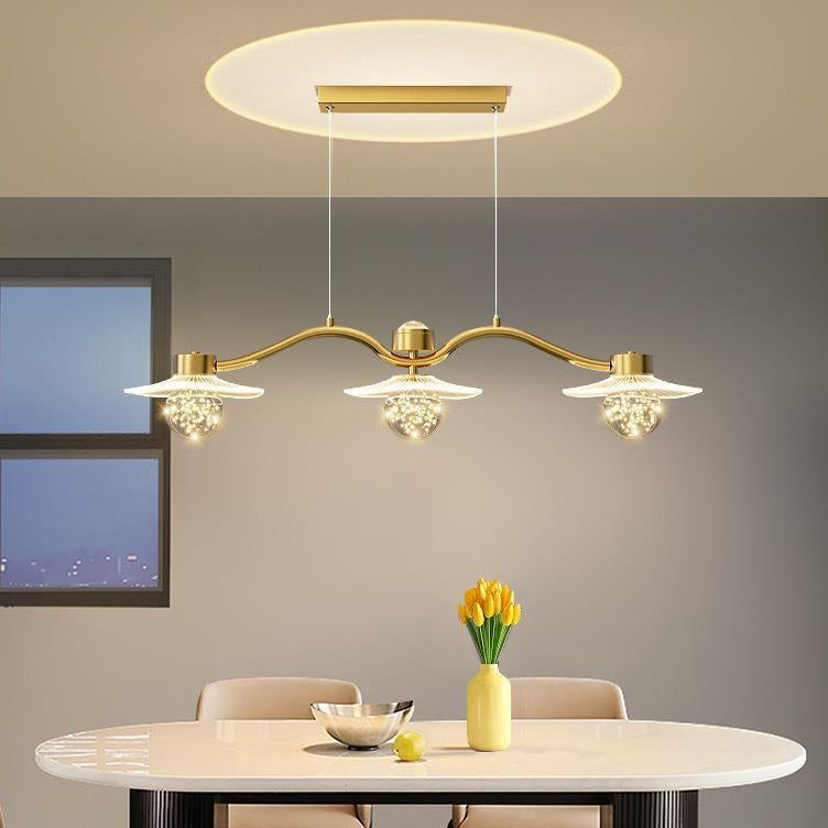 Modern Luxury Disc Starry Sky Hardware Acrylic Iron LED Chandelier Island Light For Dining Room
