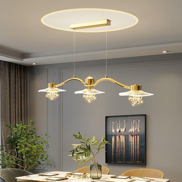 Modern Luxury Disc Starry Sky Hardware Acrylic Iron LED Chandelier Island Light For Dining Room
