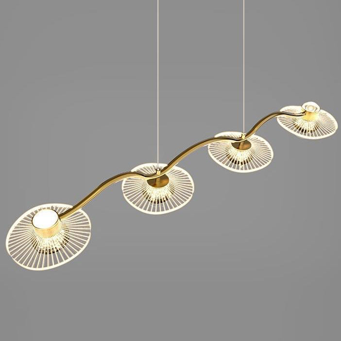 Modern Luxury Disc Starry Sky Hardware Acrylic Iron LED Chandelier Island Light For Dining Room