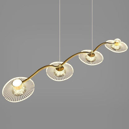 Modern Luxury Disc Starry Sky Hardware Acrylic Iron LED Chandelier Island Light For Dining Room
