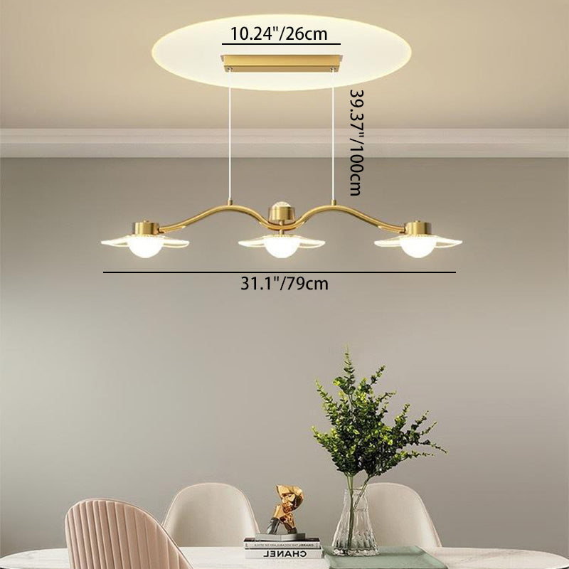 Modern Luxury Disc Starry Sky Hardware Acrylic Iron LED Chandelier Island Light For Dining Room