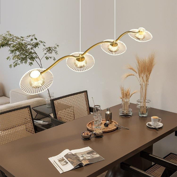 Modern Luxury Disc Starry Sky Hardware Acrylic Iron LED Chandelier Island Light For Dining Room