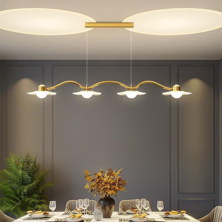 Modern Luxury Disc Starry Sky Hardware Acrylic Iron LED Chandelier Island Light For Dining Room