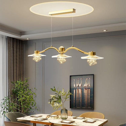 Modern Luxury Disc Starry Sky Hardware Acrylic Iron LED Chandelier Island Light For Dining Room