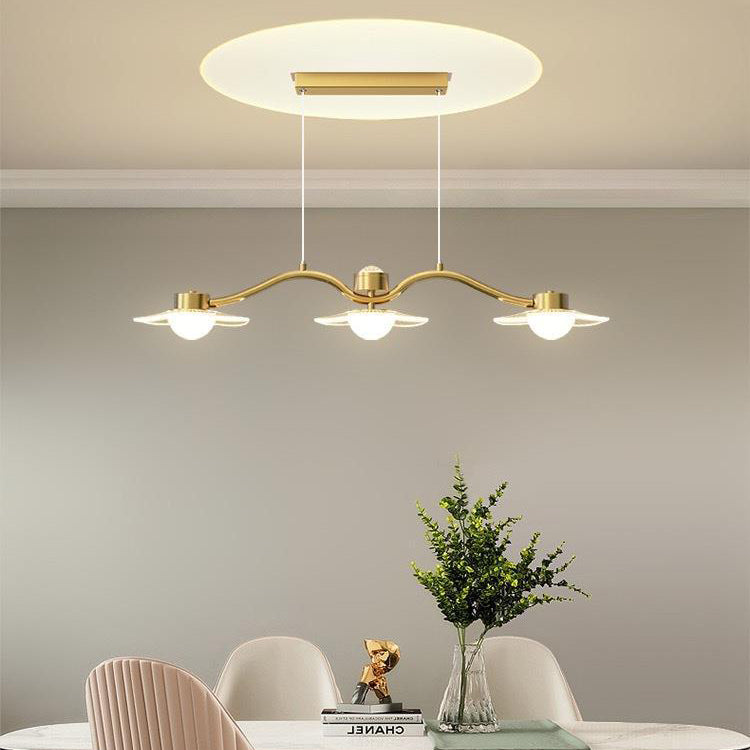 Modern Luxury Disc Starry Sky Hardware Acrylic Iron LED Chandelier Island Light For Dining Room